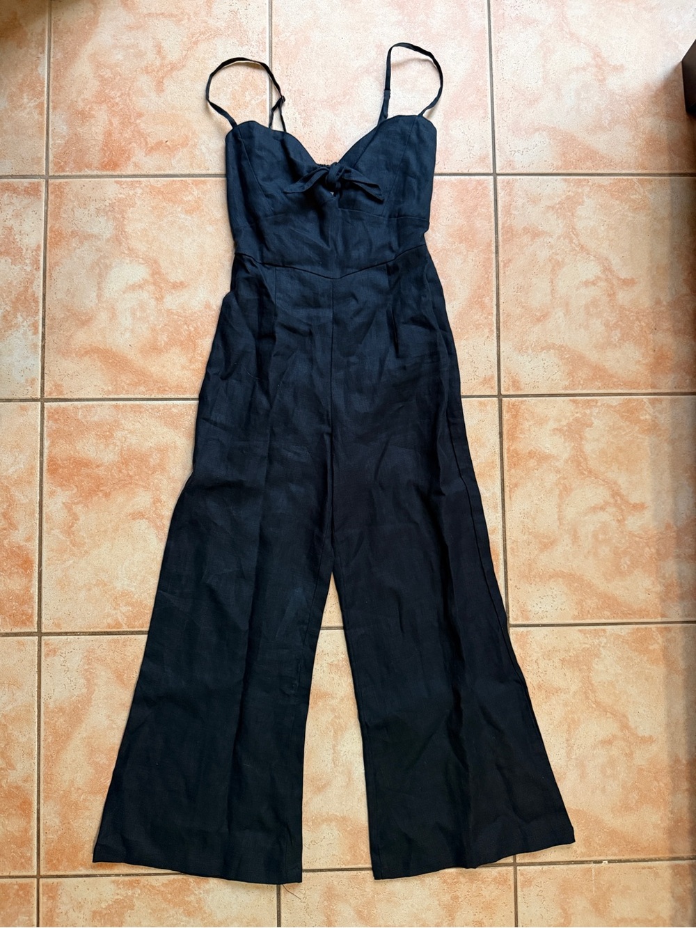 Anthropologie Black Wide-Leg Spaghetti-Strap Jumpsuit
